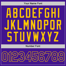 Load image into Gallery viewer, Custom Purple Yellow Mesh Authentic Throwback Baseball Jersey
