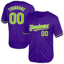 Load image into Gallery viewer, Custom Purple Neon Green-White Mesh Authentic Throwback Baseball Jersey
