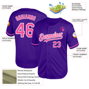 Custom Purple Pink-White Mesh Authentic Throwback Baseball Jersey
