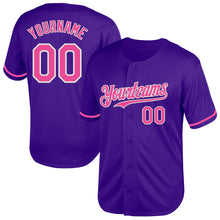 Load image into Gallery viewer, Custom Purple Pink-White Mesh Authentic Throwback Baseball Jersey
