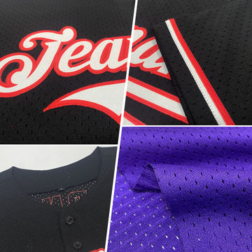 Custom Purple Pink-Black Mesh Authentic Throwback Baseball Jersey