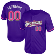 Load image into Gallery viewer, Custom Purple Pink-Black Mesh Authentic Throwback Baseball Jersey
