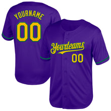 Load image into Gallery viewer, Custom Purple Yellow-Kelly Green Mesh Authentic Throwback Baseball Jersey
