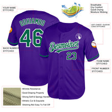 Load image into Gallery viewer, Custom Purple Kelly Green-White Mesh Authentic Throwback Baseball Jersey
