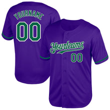 Load image into Gallery viewer, Custom Purple Kelly Green-White Mesh Authentic Throwback Baseball Jersey
