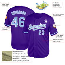 Load image into Gallery viewer, Custom Purple Light Blue-White Mesh Authentic Throwback Baseball Jersey
