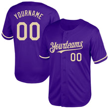 Load image into Gallery viewer, Custom Purple Cream Mesh Authentic Throwback Baseball Jersey
