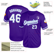 Load image into Gallery viewer, Custom Purple White-Light Blue Mesh Authentic Throwback Baseball Jersey
