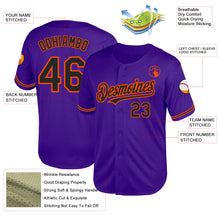 Load image into Gallery viewer, Custom Purple Black-Orange Mesh Authentic Throwback Baseball Jersey
