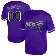 Load image into Gallery viewer, Custom Purple Black-White Mesh Authentic Throwback Baseball Jersey
