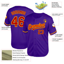 Load image into Gallery viewer, Custom Purple Red-Gold Mesh Authentic Throwback Baseball Jersey
