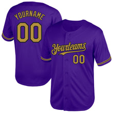 Load image into Gallery viewer, Custom Purple Old Gold-Black Mesh Authentic Throwback Baseball Jersey
