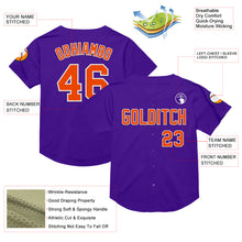 Load image into Gallery viewer, Custom Purple Orange-White Mesh Authentic Throwback Baseball Jersey
