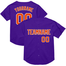 Load image into Gallery viewer, Custom Purple Orange-White Mesh Authentic Throwback Baseball Jersey
