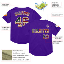 Load image into Gallery viewer, Custom Purple Vintage USA Flag-Cream Mesh Authentic Throwback Baseball Jersey
