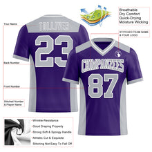 Load image into Gallery viewer, Custom Purple Gray-White Authentic Football Jersey
