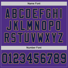 Load image into Gallery viewer, Custom Purple Navy-Old Gold Mesh Authentic Throwback Football Jersey

