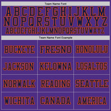 Load image into Gallery viewer, Custom Purple Navy-Orange Mesh Authentic Throwback Football Jersey
