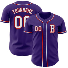 Load image into Gallery viewer, Custom Purple White-Red Authentic Baseball Jersey
