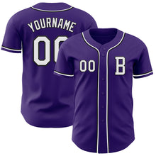 Load image into Gallery viewer, Custom Purple White-Black Authentic Baseball Jersey
