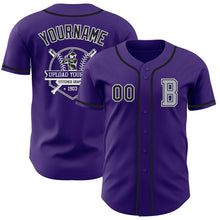 Load image into Gallery viewer, Custom Purple Black-Gray Authentic Baseball Jersey

