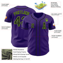 Load image into Gallery viewer, Custom Purple Black-Neon Green Authentic Baseball Jersey
