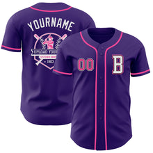 Load image into Gallery viewer, Custom Purple Pink-Black Authentic Baseball Jersey
