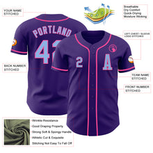 Load image into Gallery viewer, Custom Purple Light Blue-Pink Authentic Baseball Jersey
