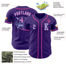 Load image into Gallery viewer, Custom Purple Light Blue-Pink Authentic Baseball Jersey
