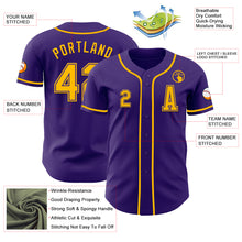 Load image into Gallery viewer, Custom Purple Gold Authentic Baseball Jersey
