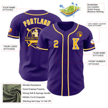 Load image into Gallery viewer, Custom Purple Gold-White Authentic Baseball Jersey
