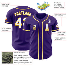 Load image into Gallery viewer, Custom Purple White-Yellow Authentic Baseball Jersey
