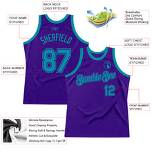 Load image into Gallery viewer, Custom Purple Teal Authentic Throwback Basketball Jersey
