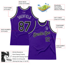 Load image into Gallery viewer, Custom Purple Black-Gray Authentic Throwback Basketball Jersey
