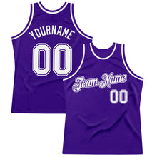 Load image into Gallery viewer, Custom Purple White Authentic Throwback Basketball Jersey
