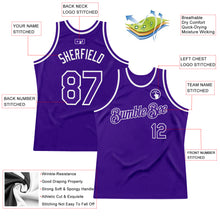 Load image into Gallery viewer, Custom Purple White Authentic Throwback Basketball Jersey
