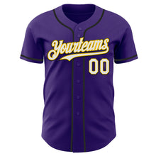 Load image into Gallery viewer, Custom Purple White Yellow-Black Authentic Baseball Jersey
