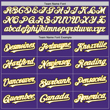 Load image into Gallery viewer, Custom Purple White Yellow-Black Authentic Baseball Jersey

