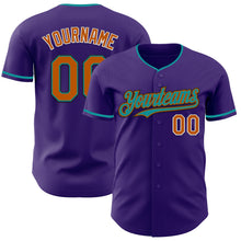 Load image into Gallery viewer, Custom Purple Texas Orange Teal Black-White Authentic Baseball Jersey
