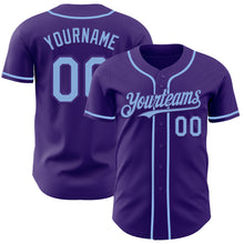 Load image into Gallery viewer, Custom Purple Light Blue Authentic Baseball Jersey
