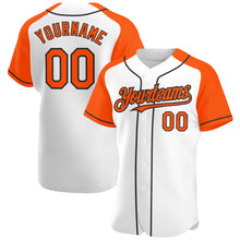 Load image into Gallery viewer, Custom White Orange-Black Authentic Raglan Sleeves Baseball Jersey
