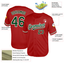 Load image into Gallery viewer, Custom Red Green-White Mesh Authentic Throwback Baseball Jersey
