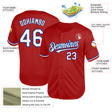 Load image into Gallery viewer, Custom Red White-Royal Mesh Authentic Throwback Baseball Jersey
