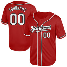 Load image into Gallery viewer, Custom Red White-Black Mesh Authentic Throwback Baseball Jersey
