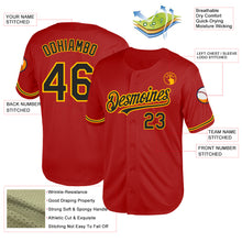 Load image into Gallery viewer, Custom Red Black-Gold Mesh Authentic Throwback Baseball Jersey
