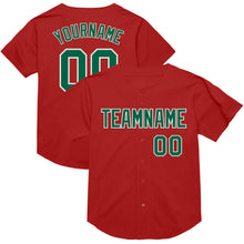Load image into Gallery viewer, Custom Red Kelly Green-White Mesh Authentic Throwback Baseball Jersey
