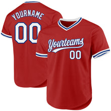 Load image into Gallery viewer, Custom Red White-Royal Authentic Throwback Baseball Jersey
