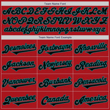 Load image into Gallery viewer, Custom Red Black-Teal Authentic Baseball Jersey
