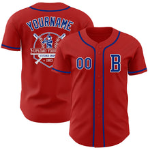 Load image into Gallery viewer, Custom Red Royal-White Authentic Baseball Jersey
