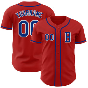 Custom Red Royal-White Authentic Baseball Jersey